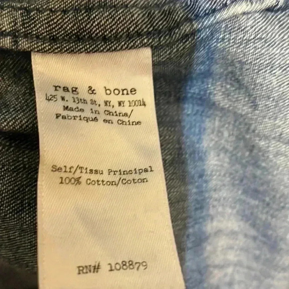 Rag and bone SS western stylish blue denim work casual lace front tunic blouse S - Picture 5 of 5